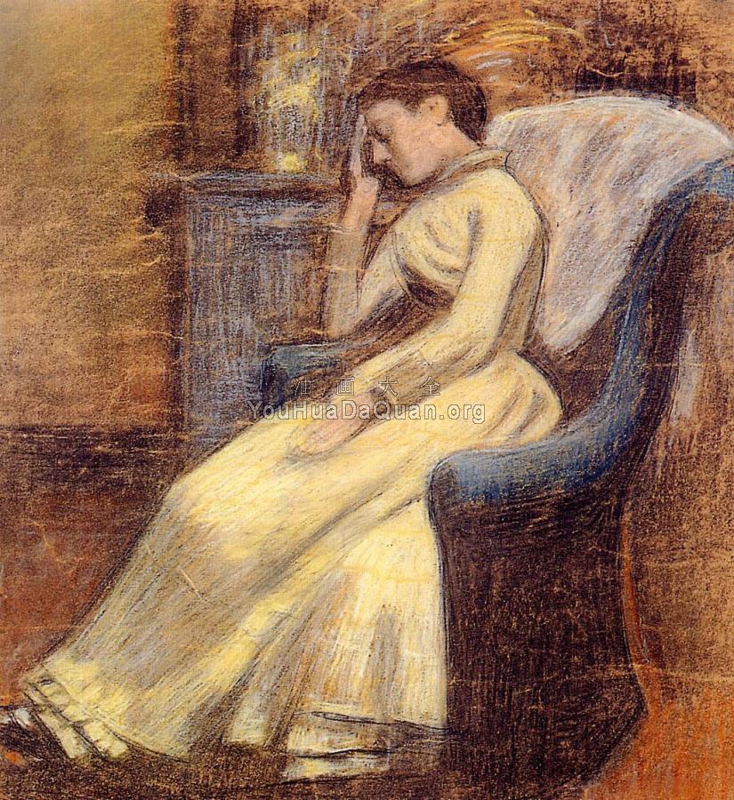 Julie Lemmen Sleeping in an Armchair - 乔治·莱门